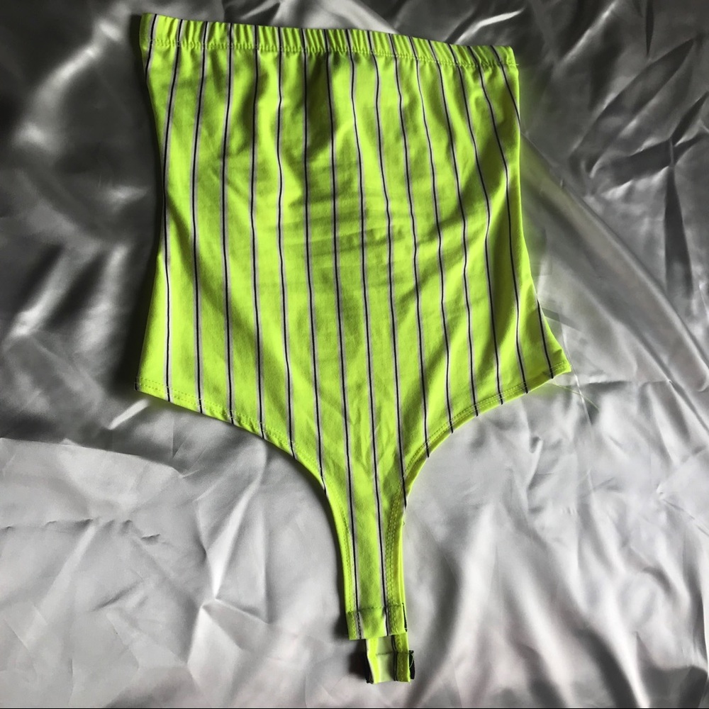 Neon Yellow Strapless Bodysuit